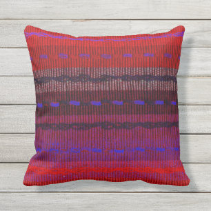Almofada Para Ambientes Externos O olhar tecido roxo azul vermelho listra o