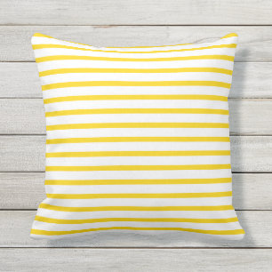Almofada Para Ambientes Externos O verão amarelo da luz do sol listra travesseiros