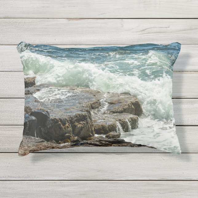 Almofada Para Ambientes Externos Ondas do Oceano Acadia Maine (Frente)
