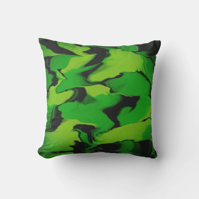 Almofada Para Ambientes Externos Ondulado Verde e Preto (Frente)