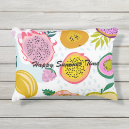 Almofada Para Ambientes Externos Padrão adorável de fruta e script de texto bonito