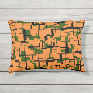 Almofada Para Ambientes Externos Padrão de Camo Digital Preto Laranja Verde