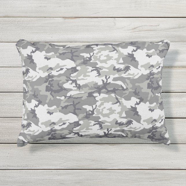 Almofada Para Ambientes Externos Padrão de Camouflage da cinza (Frente)