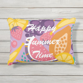 Almofada Para Ambientes Externos Padrão de corte das frutas mistas l Fundo roxo