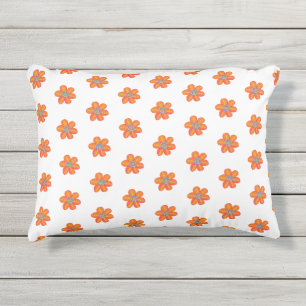 Almofada Para Ambientes Externos Padrão de Flores Laranja Pequenas
