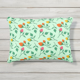 Almofada Para Ambientes Externos Padrão floral com flores rosa coloridas