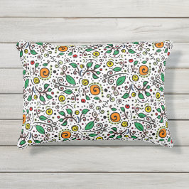 Almofada Para Ambientes Externos Padrões de Flor, cor de laranja, Berry em branco -