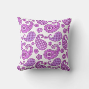 Almofada Para Ambientes Externos Paisley, violeta, roxo e branco