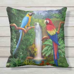 Almofada Para Ambientes Externos Papagaios tropicais do Macaw