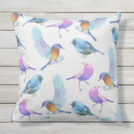 Almofada Para Ambientes Externos Pássaros bonito da aguarela (1)