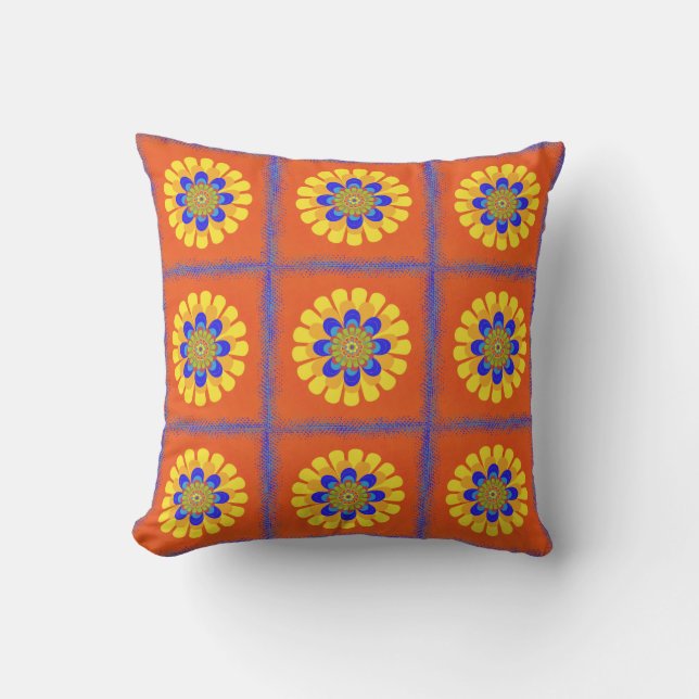 Almofada Para Ambientes Externos Patchwork do Orange Bloom (Frente)
