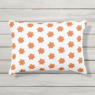 Almofada Para Ambientes Externos Pequeno Padrão de Flores Laranja