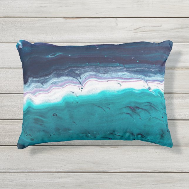 Almofada Para Ambientes Externos Pintura de Abstrato azul (Frente)