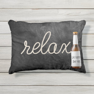Almofada Para Ambientes Externos relaxe a corda de texto em couro com cerveja