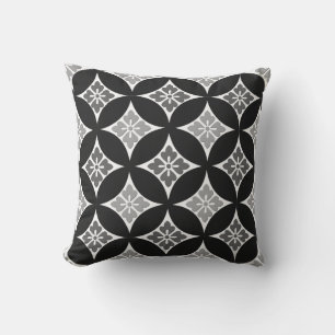 Almofada Para Ambientes Externos Remessa com Motif Flor, Preto, Branco e Cinza