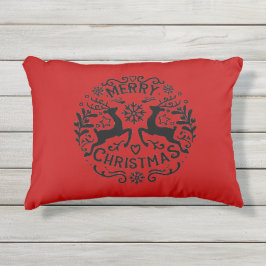 Almofada Para Ambientes Externos Rena de Natal Alegre, Vermelho Preto