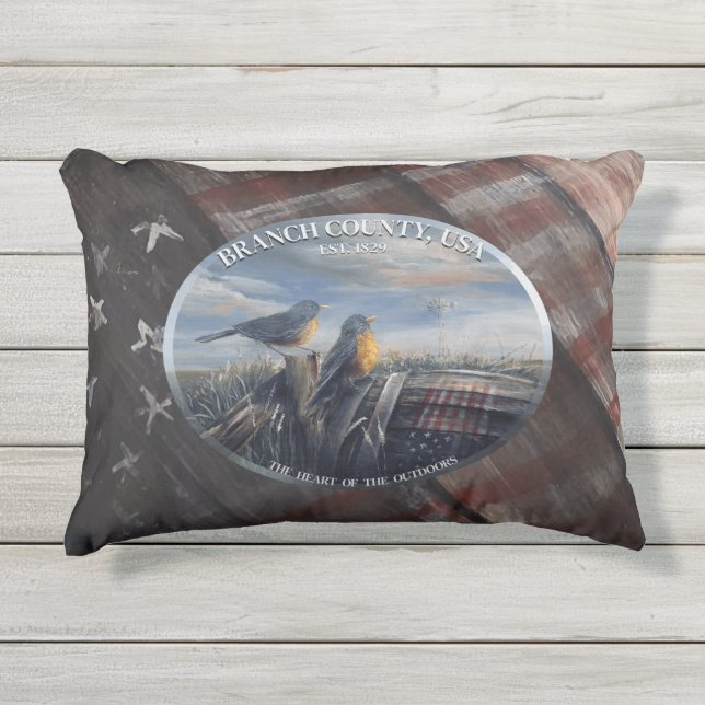 Almofada Para Ambientes Externos Robin Branch Co. MICH. (Frente)