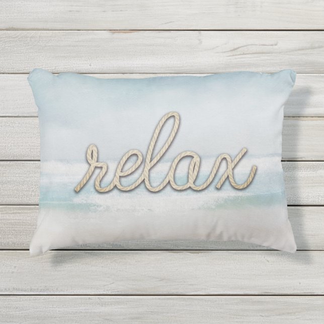 Almofada Para Ambientes Externos Rope náutica Relaxa Texto em Terras Aquáticas Oceâ (Frente)