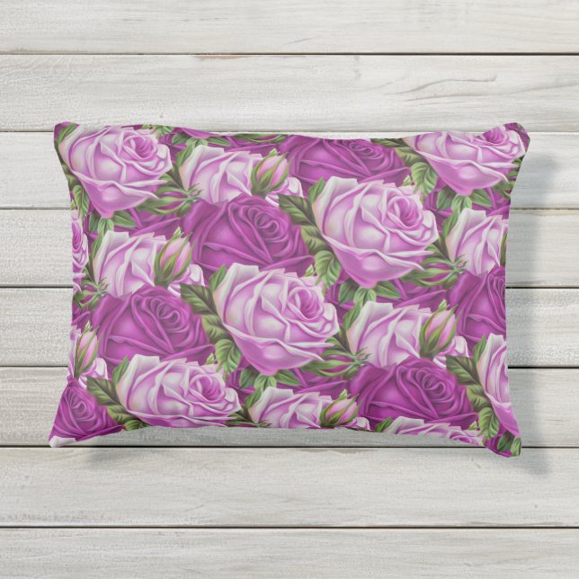 Almofada Para Ambientes Externos Rosas (Verso)