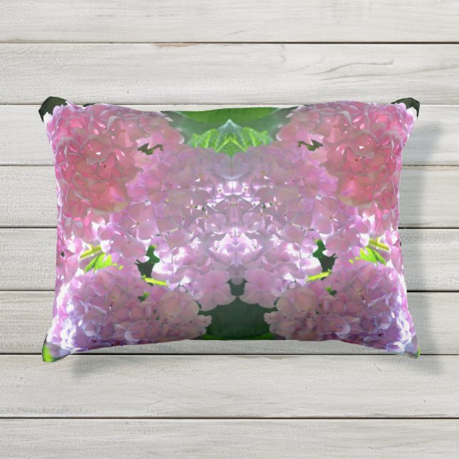 Almofada Para Ambientes Externos Rosas de hidrangeas cor-de-rosa Elegante (Frente)