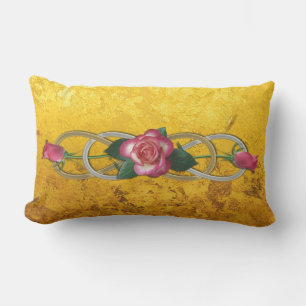 Almofada Para Ambientes Externos Rosas dobro do ouro da prata da infinidade + folha