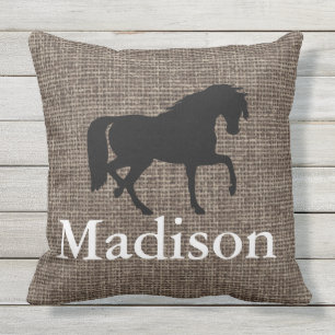 Almofada Para Ambientes Externos Silhueta personalizada do cavalo de serapilheira
