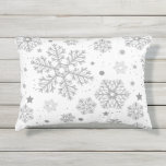 Almofada Para Ambientes Externos Silver snowflakes on white<br><div class="desc">Hand- drawn silver snowflakes on a white background</div>