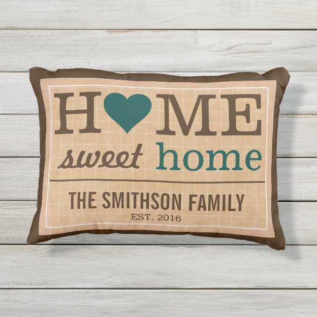 Almofada Para Ambientes Externos Sinal de boas-vindas da família Home Sweet Persona (Verso)