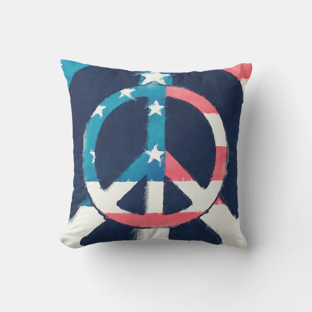 Almofada Para Ambientes Externos Sinal de Paz Americano grunge (Frente)