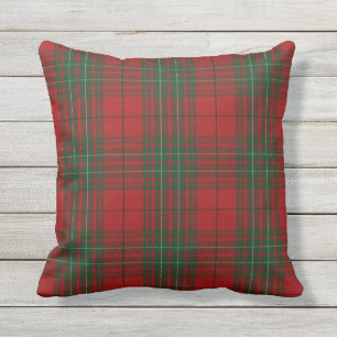 Almofada Para Ambientes Externos Tartan verde vermelho dos Cummings escoceses do