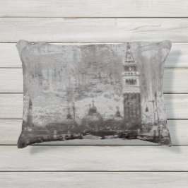 Almofada Para Ambientes Externos Taupe e Cyan Distress Skyline Veneice Itália