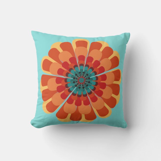 Almofada Para Ambientes Externos Terracotta & Teal Flower (Frente)