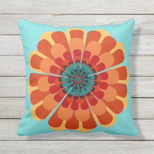 Almofada Para Ambientes Externos Terracotta & Teal Flower