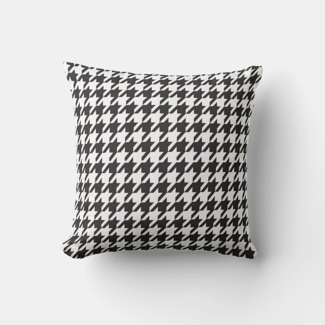 Almofada Para Ambientes Externos Teste padrão de Houndstooth preto e branco (Frente)