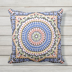 Almofada Para Ambientes Externos Teste padrão tradicional do azulejo de Azulejo do