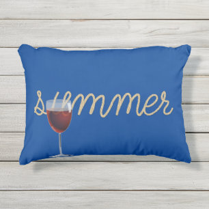 Almofada Para Ambientes Externos texto náutico da corda do verão com vidro de vin