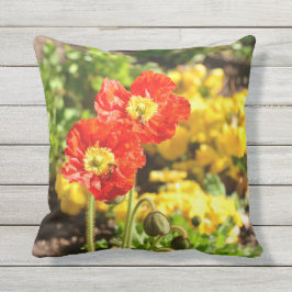 Almofada Para Ambientes Externos throwpillow exterior das papoilas alaranjadas