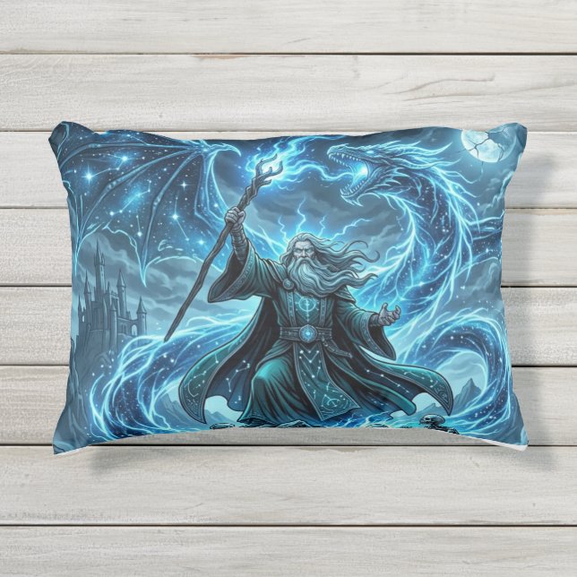 Almofada Para Ambientes Externos TOCOCLAWS Feiticeiro Celestial & Dragão Estelar Et (Frente)