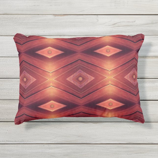 Almofada Para Ambientes Externos Trabalho em madeira abstrato (Frente)