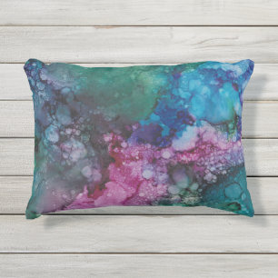 Almofada Para Ambientes Externos Travesseiro/Colorburst Inkblogues/Cor-de-rosa Verd