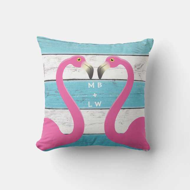 Almofada Para Ambientes Externos Travesseiro de Turquoise Monogramo Kissing Flaming (Frente)
