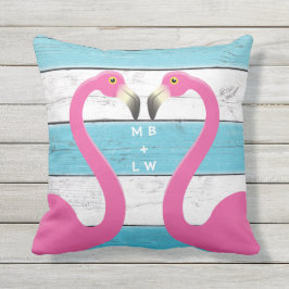 Almofada Para Ambientes Externos Travesseiro de Turquoise Monogramo Kissing Flaming