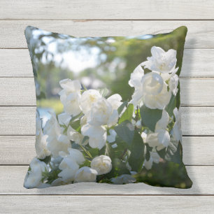 Almofada Para Ambientes Externos Travesseiro decorativo exterior das flores brancas