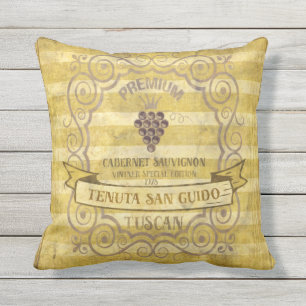 Almofada Para Ambientes Externos Travesseiro exterior da etiqueta do vinho de