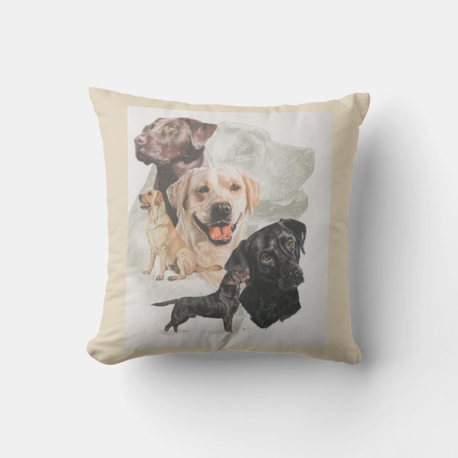 Almofada Para Ambientes Externos Travesseiro Labrador Retriever (Frente)