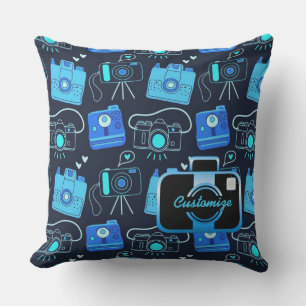 Almofada Para Ambientes Externos Travesseiro retro das câmeras do inseto azul &