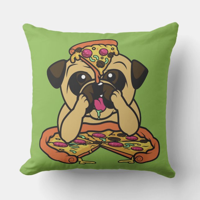 Almofada Para Ambientes Externos Travesseiros decorativos Pizza Pug (Frente)