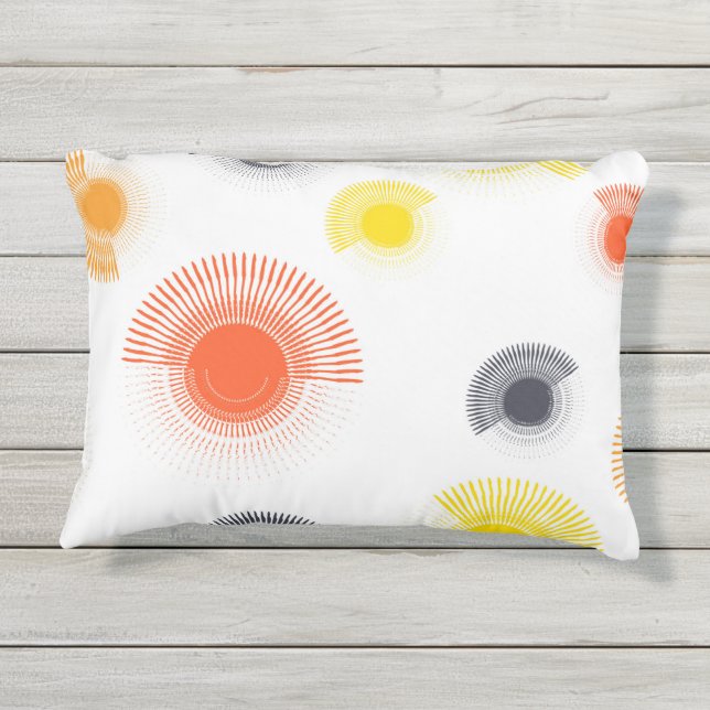 Almofada Para Ambientes Externos Trendência, divertida, viva, legal, geométrica cir (Verso)