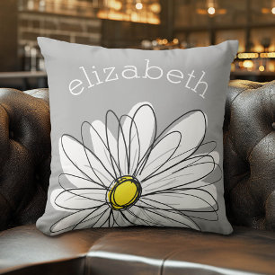 Almofada Para Ambientes Externos Trendy Daisy com cinza e amarelo