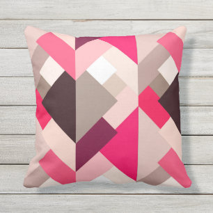 Almofada Para Ambientes Externos Triângulos abstratos modernos, cor-de-rosa fúcsi